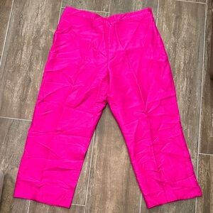 Ice Vibrant Silk Pink Cropped Pants